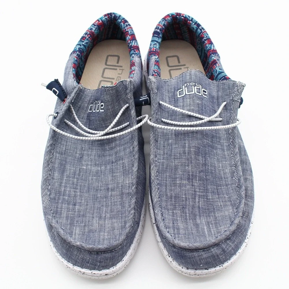 Hey Dude Wally Funk Slip On Casual Shoes Mens Size 15 Blue Fabric